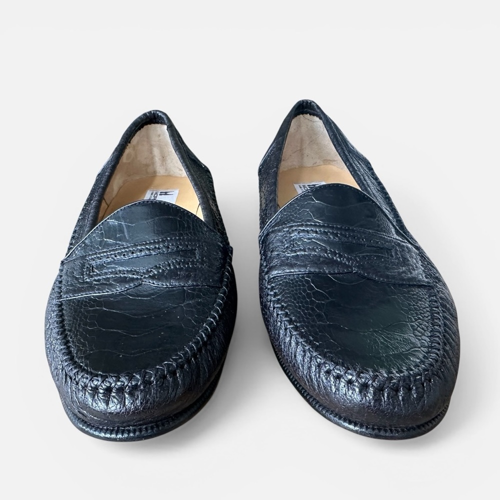 Moreschi Black Leather Loafers Made in Italy Men’s Size 9 - Picture 3 of 7